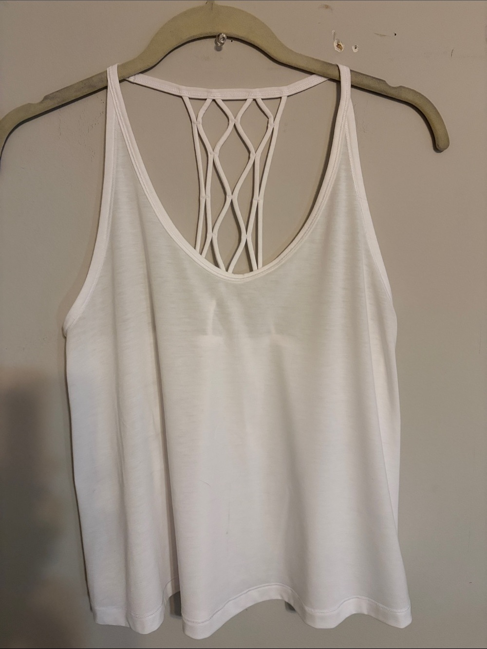 Lululemon White Women's Tank Top with Lattice Back